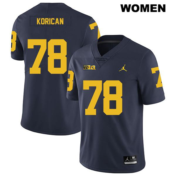 Women's NCAA Michigan Wolverines Griffin Korican #78 Navy Jordan Brand Authentic Stitched Legend Football College Jersey OW25B54PL